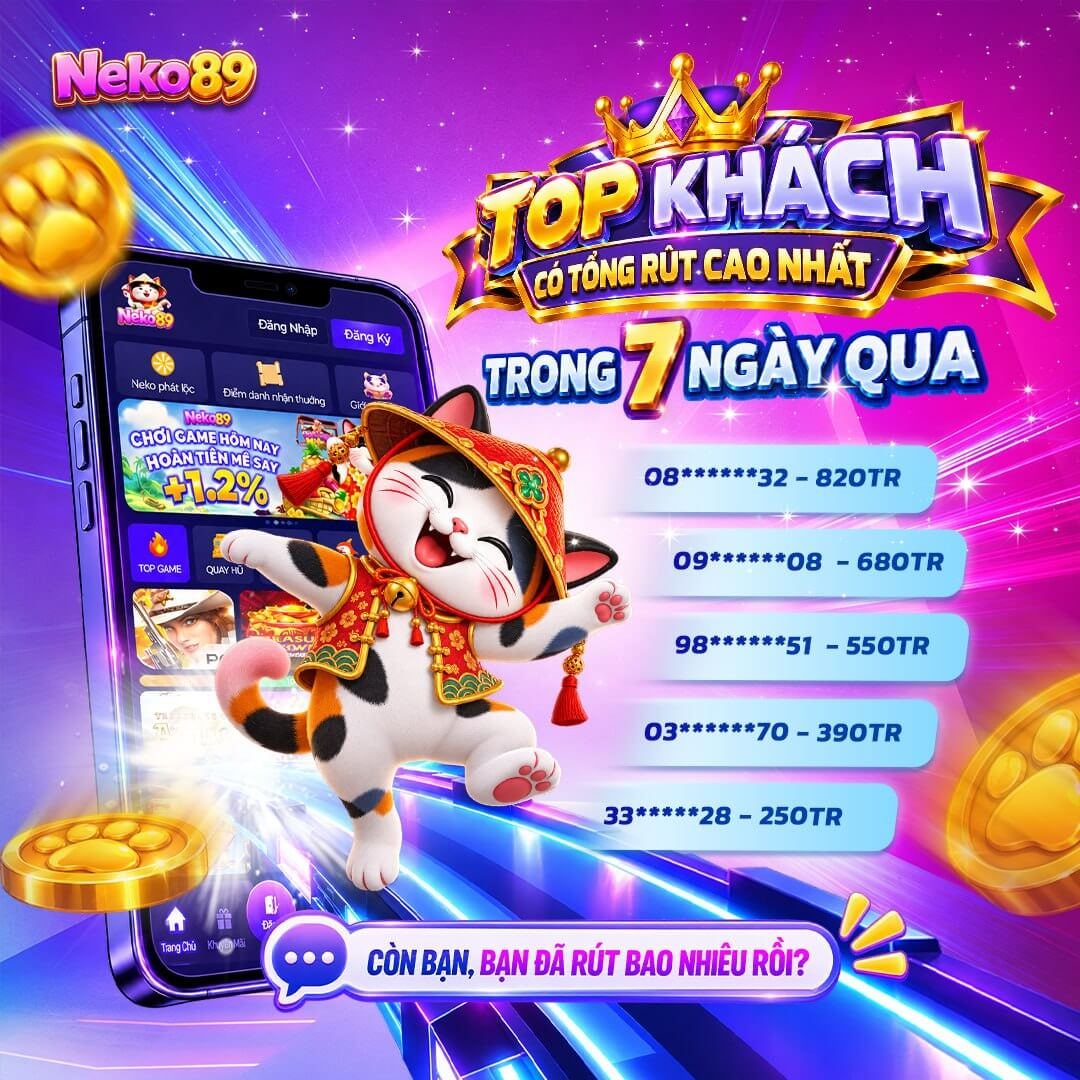 Hình ảnh khuyến mãi: Top khách có tổng rút cao nhất 7 ngày qua