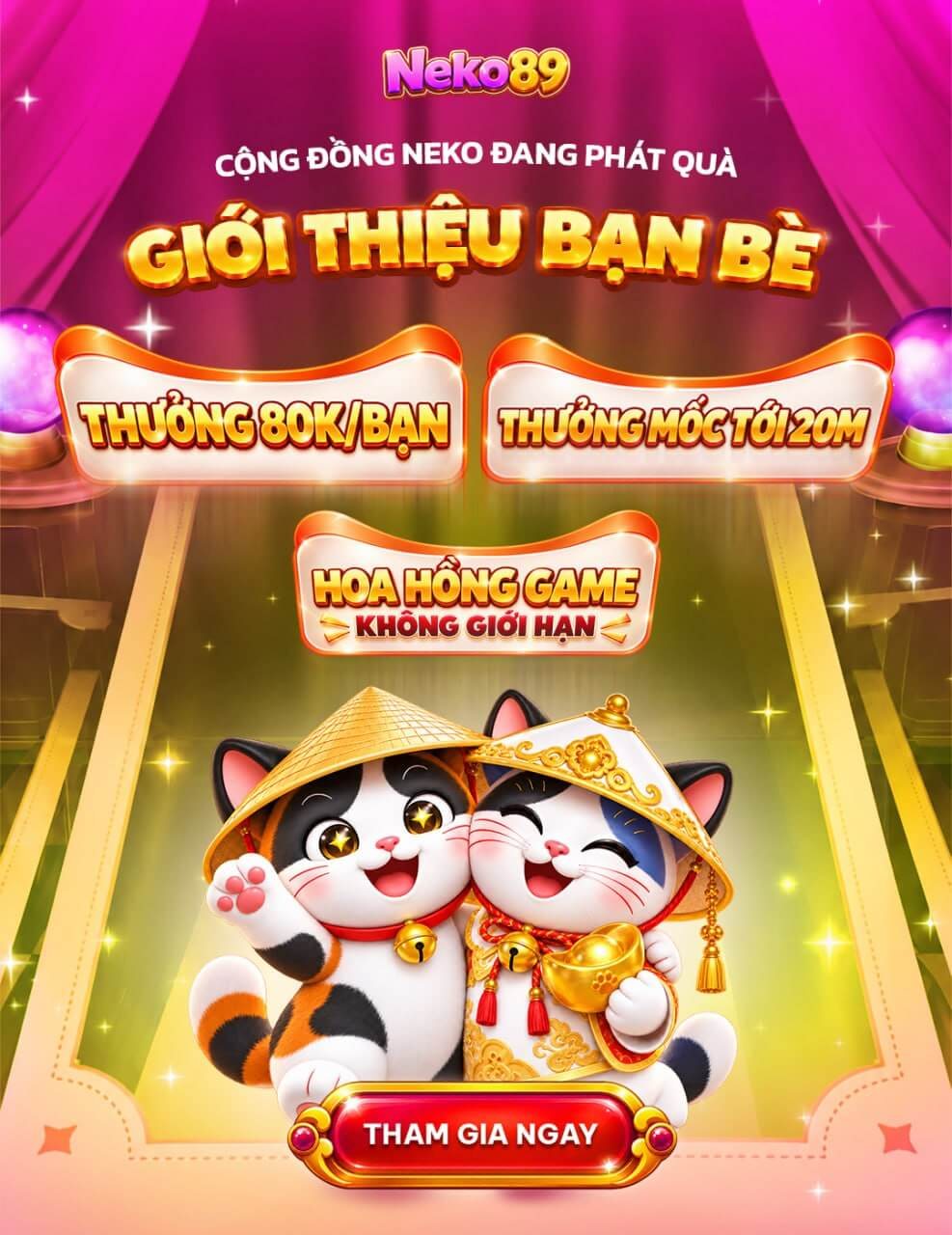 Hình ảnh khuyến mãi: Giới thiệu bạn bè: 80K/bạn, thưởng mốc tới 20M, hoa hồng không giới hạn